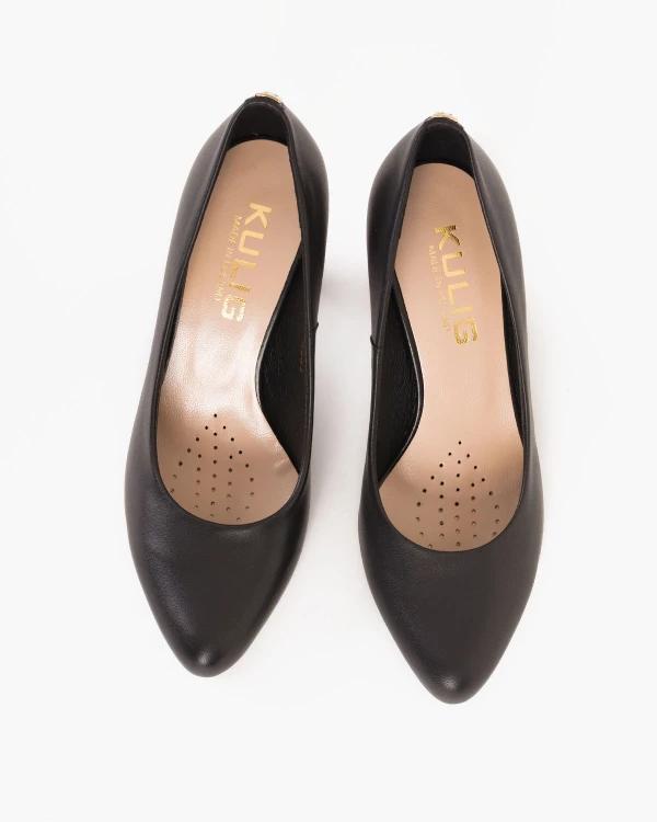 Czarne czółenka skórzane na słupku 024 3