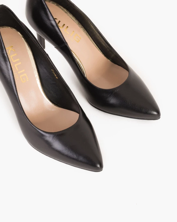 Czarne czółenka skórzane na szpilce 3