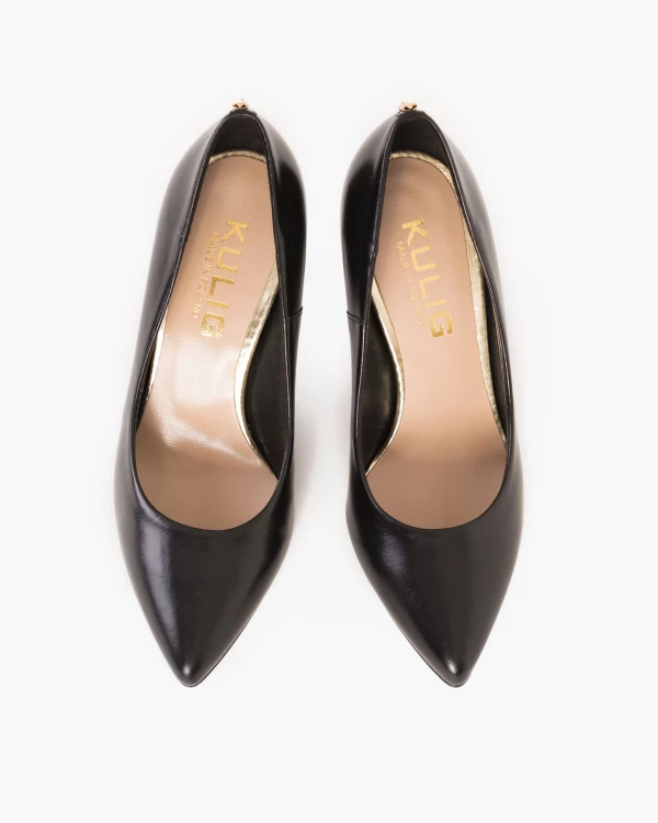 Czarne czółenka skórzane na szpilce 4