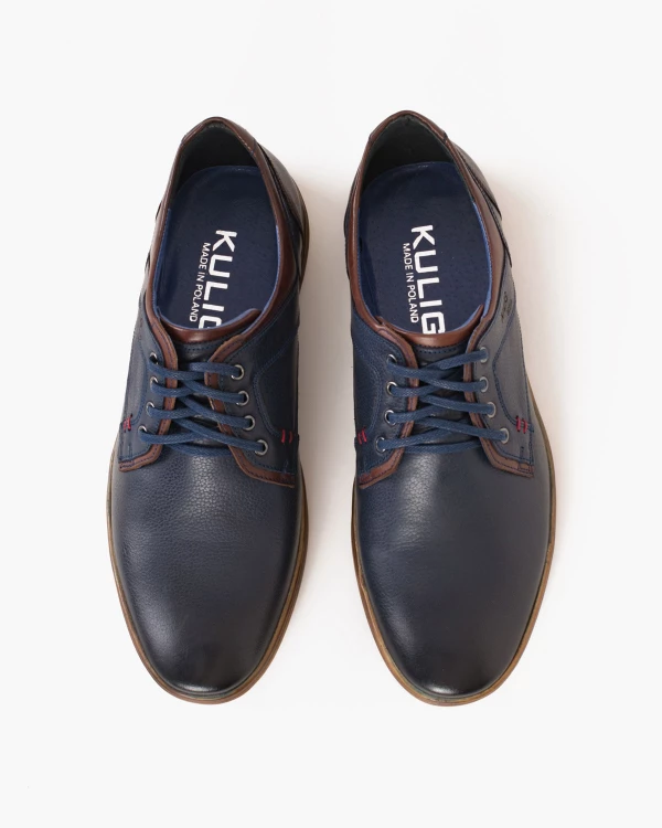 Granatowe półbuty męskie skórzane 015 5