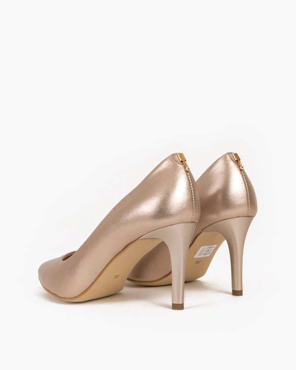 Złote czółenka skórzane na szpilce 024 3
