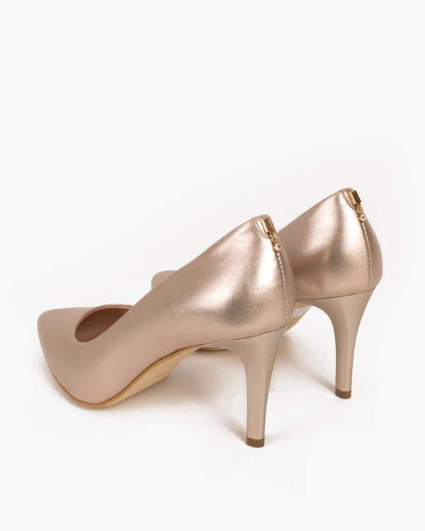 Złote czółenka skórzane na szpilce 024 5