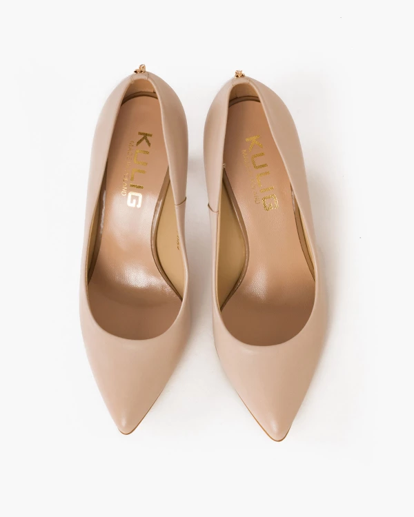 Beżowe czółenka skórzane na szpilce 024 5