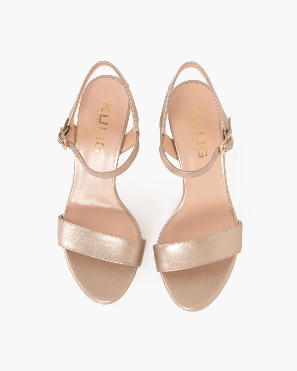 Złote sandały skórzane na szpilce 024 3