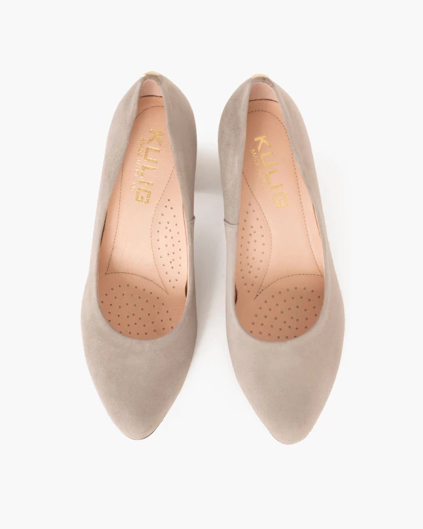 Szare czółenka zamszowe na słupku 024 3