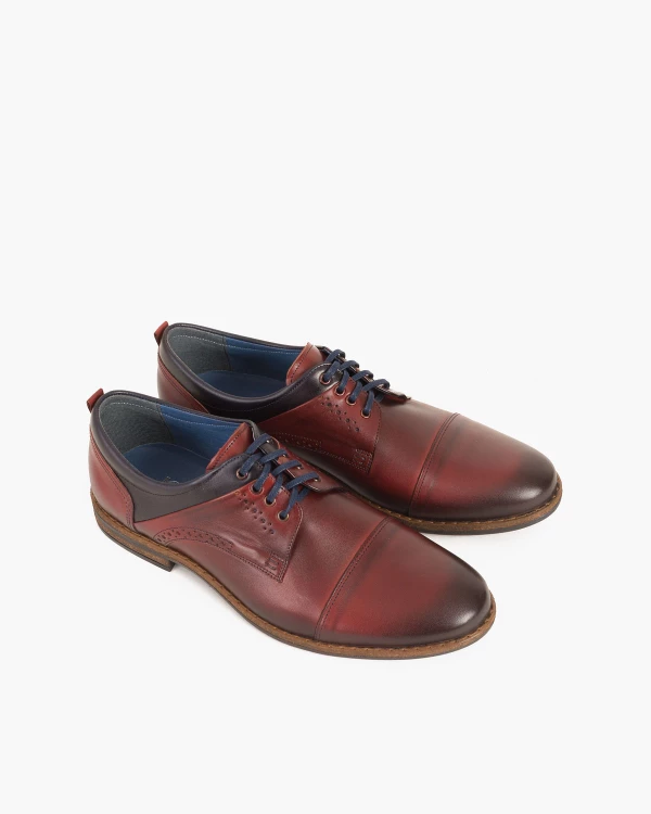 Bordowe półbuty wizytowe skórzane 2