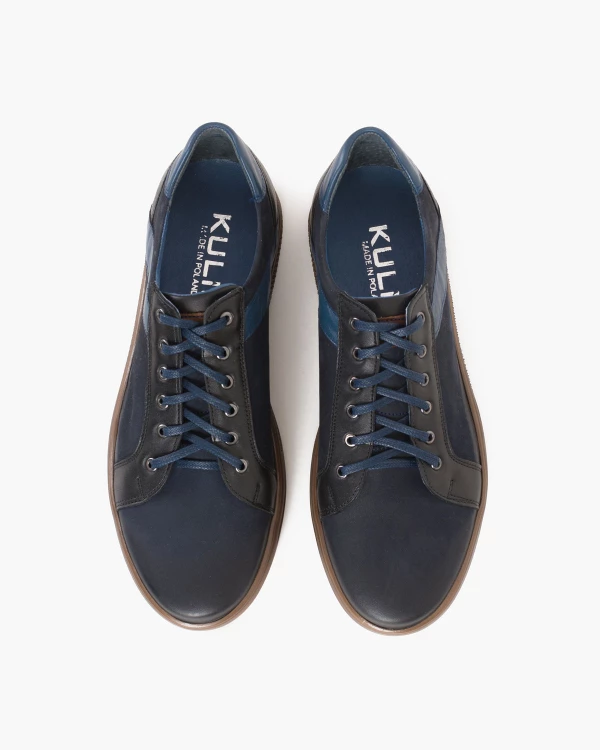 Granatowe półbuty męskie nubukowe 3