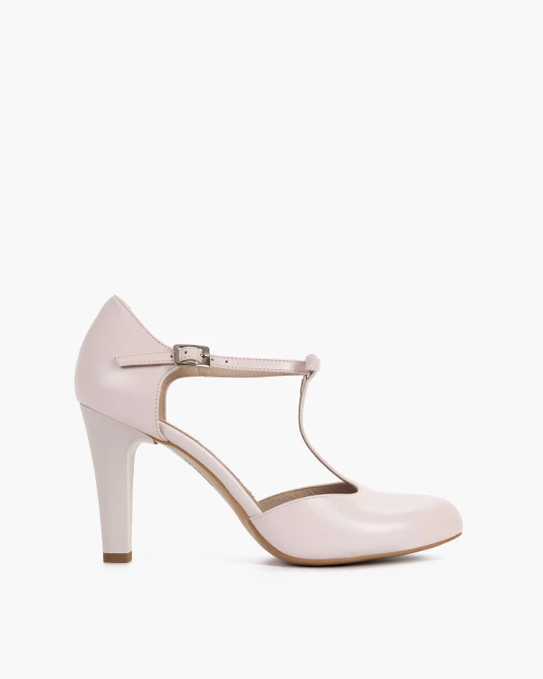 Perłowe czółenka skórzane na słupku 5