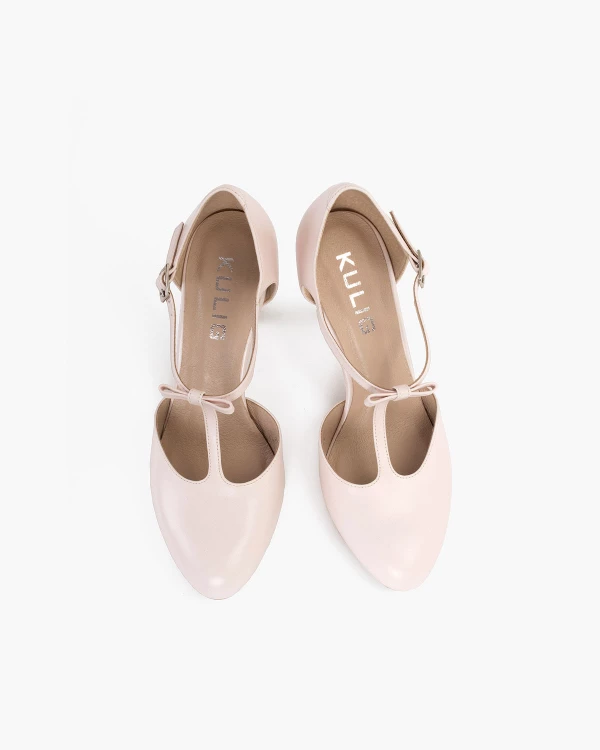 Perłowe czółenka skórzane na słupku 6