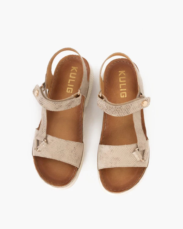 Beżowe sandały damskie nubukowe na rzep 2