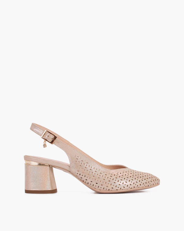 Srebrne sandały damskie nubukowe z brokatem 4