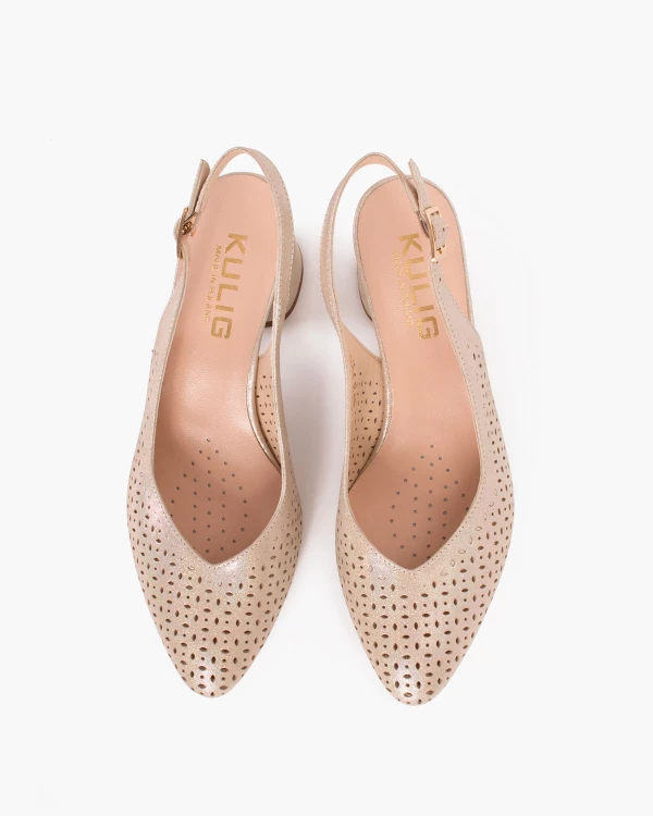 Srebrne sandały damskie nubukowe z brokatem 5