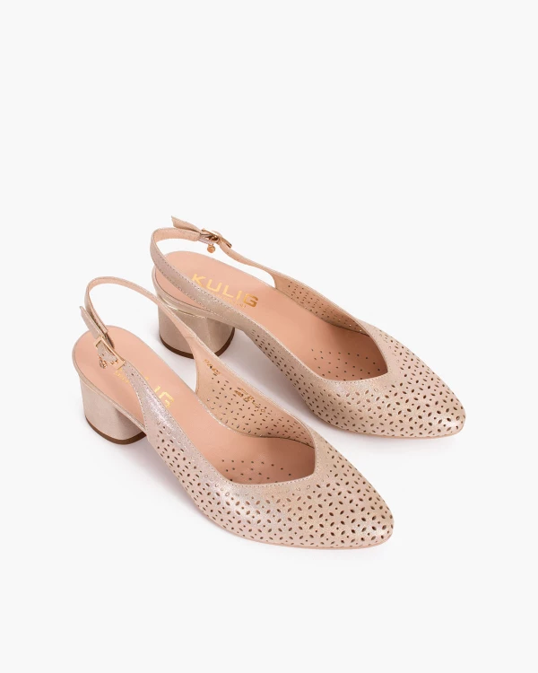 Srebrne sandały damskie nubukowe z brokatem 6