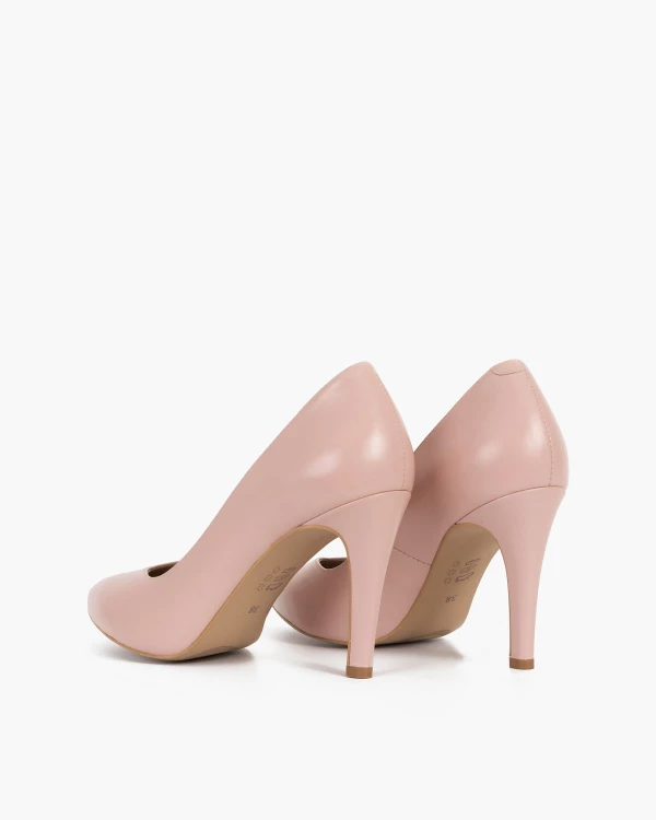 Różowe czółenka damskie skórzane 3