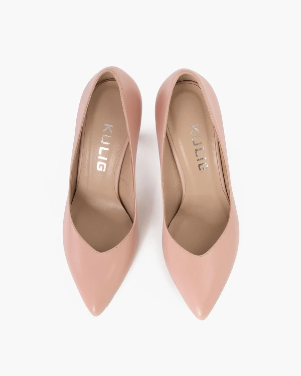 Różowe czółenka damskie skórzane 5