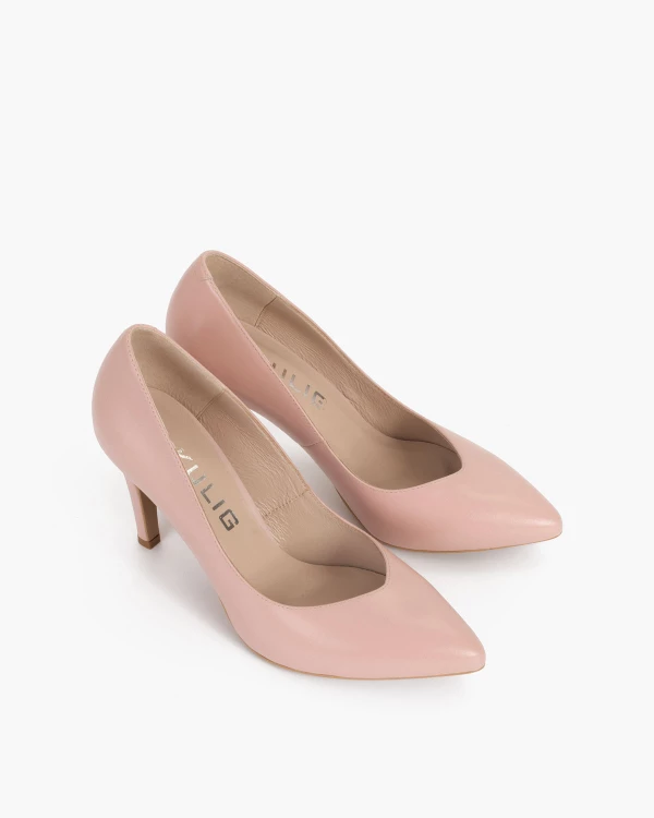 Różowe czółenka damskie skórzane 4