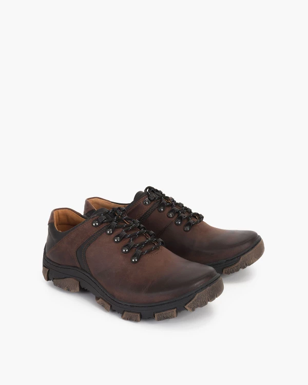 Brązowe półbuty męskie skórzane trekkingowe