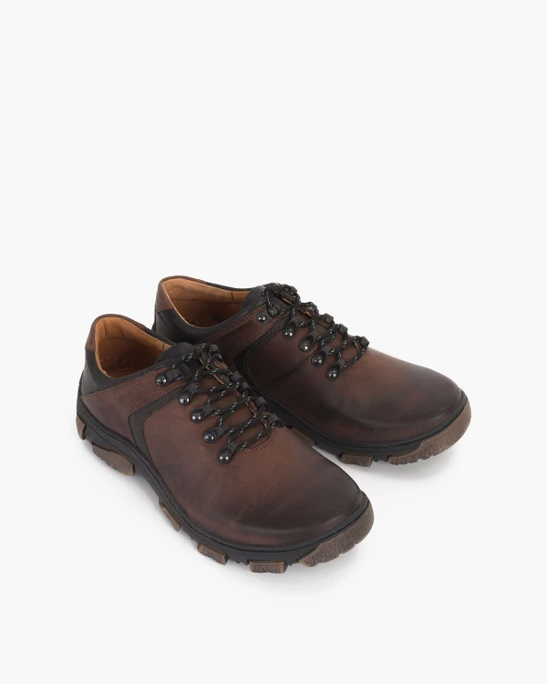 Brązowe półbuty męskie skórzane trekkingowe 3