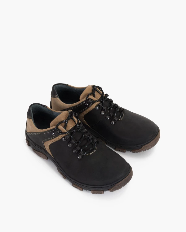 Czarne półbuty męskie skórzane trekkingowe