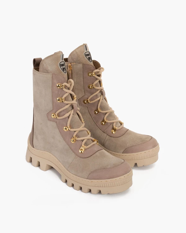 Beżowe trzewiki damskie welurowe 5