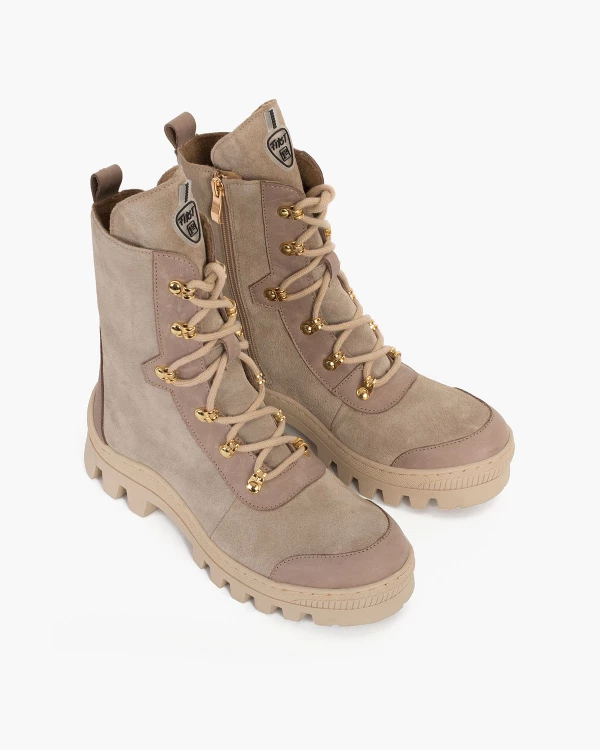 Beżowe trzewiki damskie welurowe 3