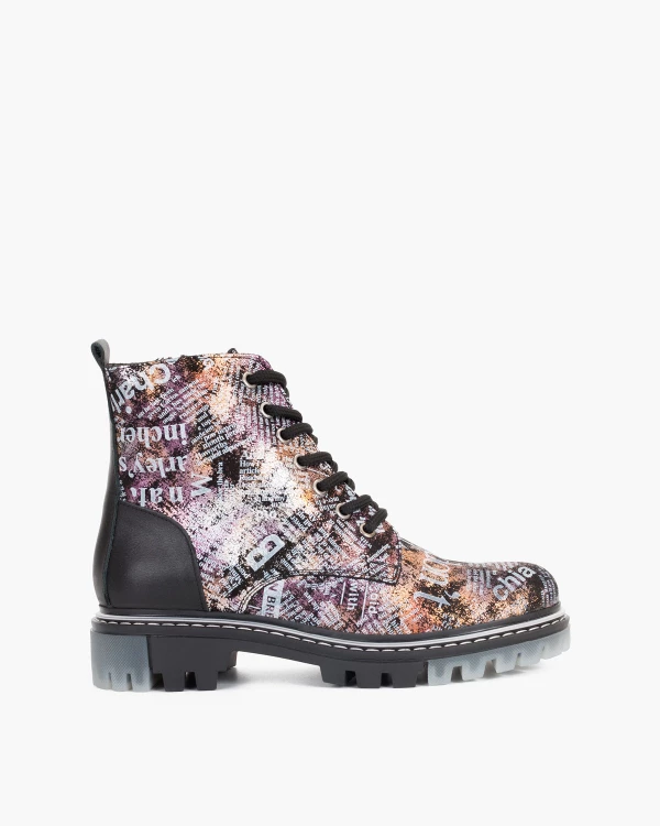 Wielokolorowe trzewiki damskie nubukowe z napisami 6