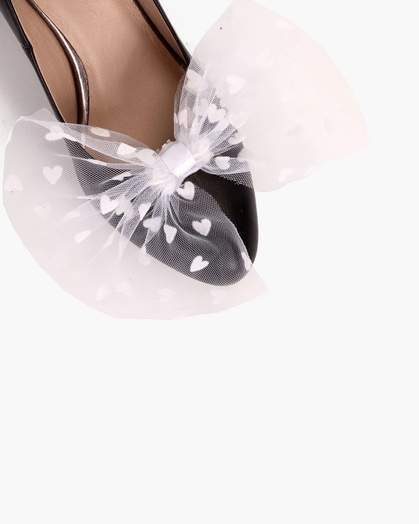 Białe kokardki do butów tiulowe 3