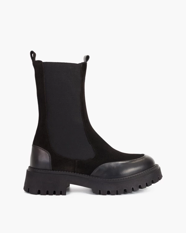 Czarne sztyblety damskie zamszowe 5