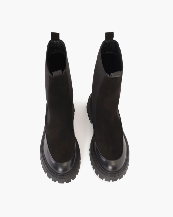 Czarne sztyblety damskie zamszowe 6