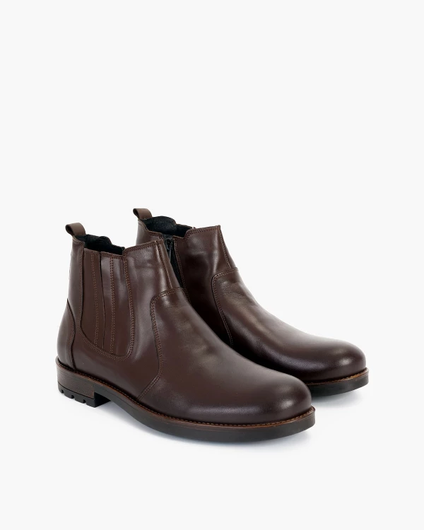 Ciemnobrązowe sztyblety męskie skórzane