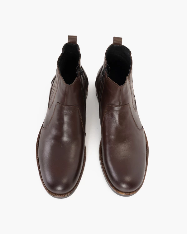 Ciemnobrązowe sztyblety męskie skórzane 4