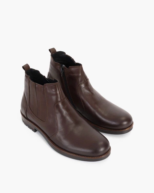 Ciemnobrązowe sztyblety męskie skórzane 3