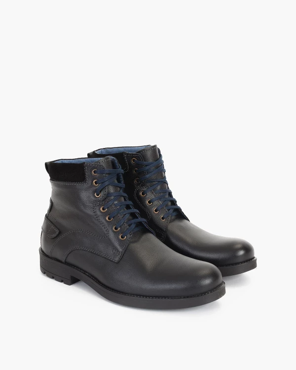 Czarne trzewiki męskie skórzane