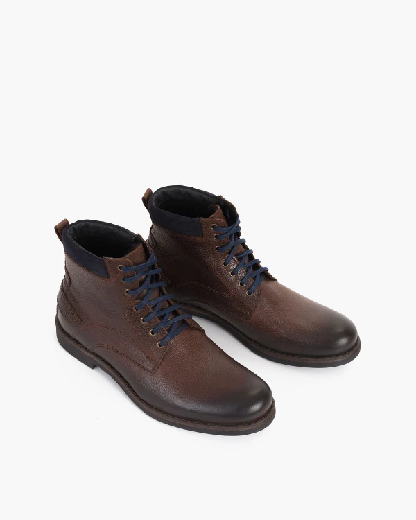 Brązowe trzewiki męskie skórzane 2