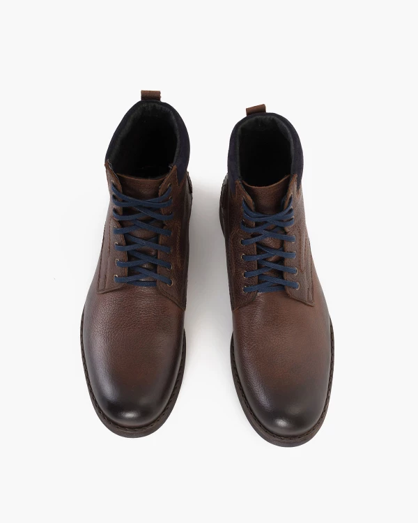 Brązowe trzewiki męskie skórzane 3