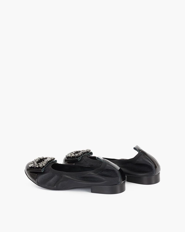 Czarne baleriny skórzane z kamieniami 5