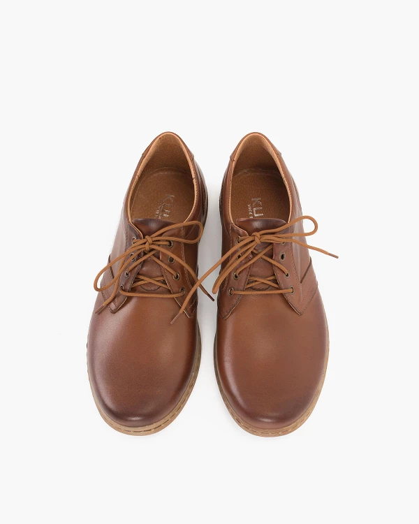 Brązowe półbuty męskie skórzane 3