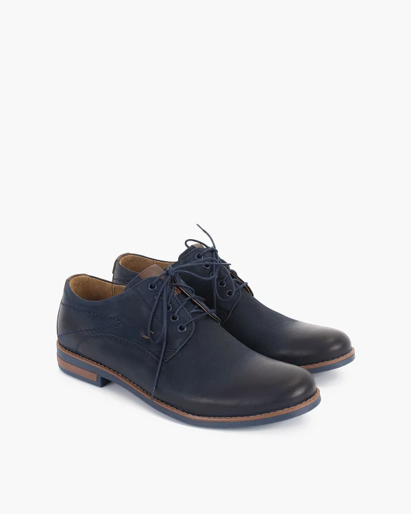 Granatowe półbuty męskie nubukowe