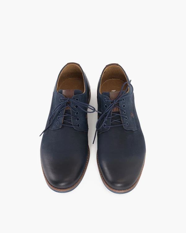 Granatowe półbuty męskie nubukowe 3