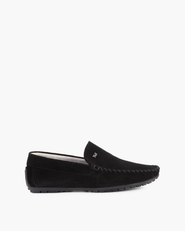 Czarne mokasyny męskie zamszowe 4