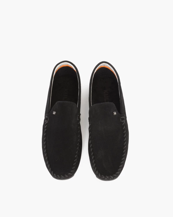 Czarne mokasyny męskie zamszowe 5