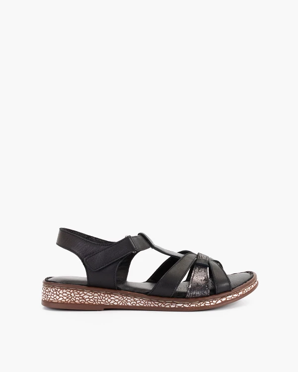 Czarne sandały damskie skórzane 4