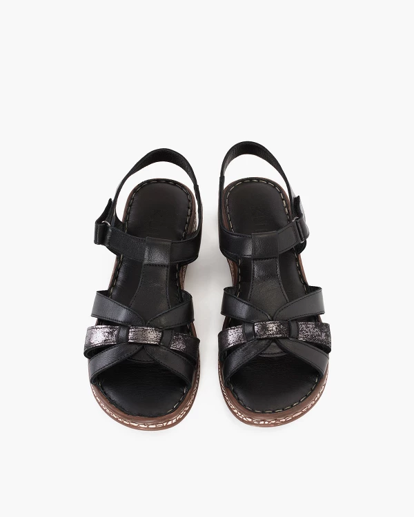 Czarne sandały damskie skórzane 2