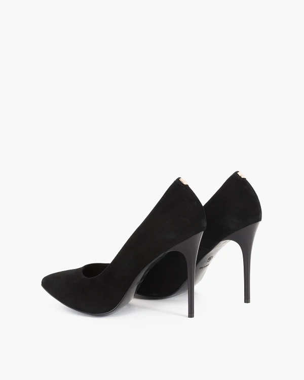 Czarne czółenka zamszowe na szpilce 3