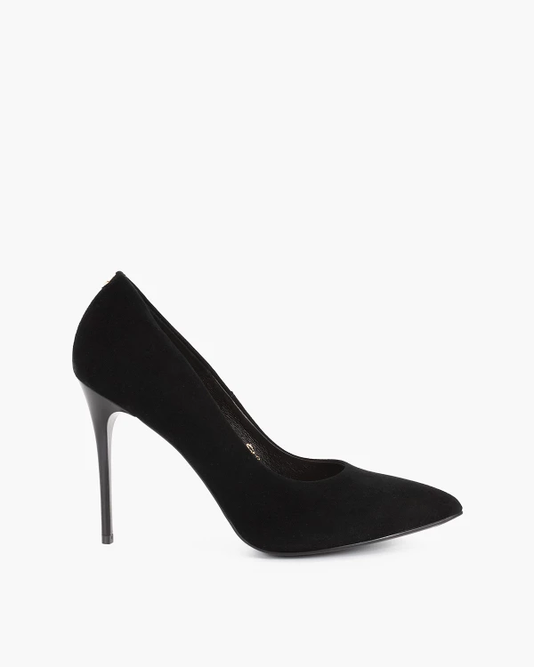 Czarne czółenka zamszowe na szpilce 4