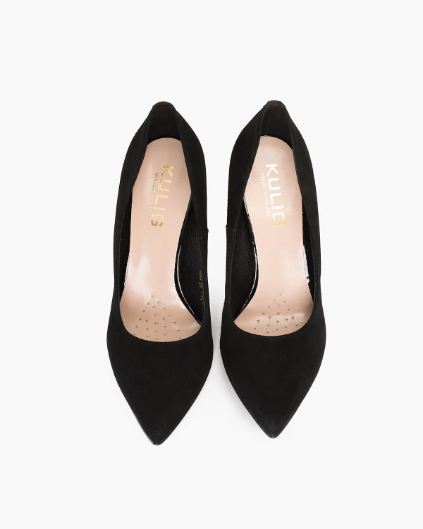 Czarne czółenka zamszowe na szpilce 5