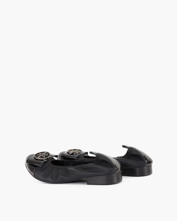 Czarne baleriny skórzane z kółkiem 6