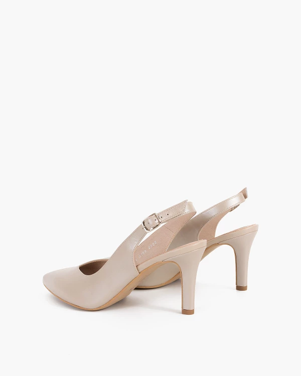 Perłowe sandały damskie skórzane na szpilce 6