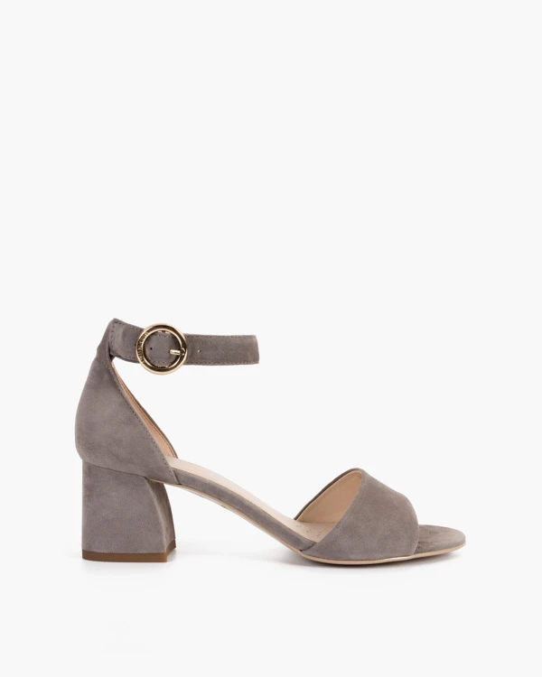 Szare sandały damskie zamszowe na klocku 4