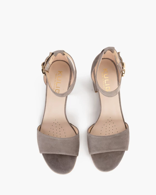 Szare sandały damskie zamszowe na klocku 6